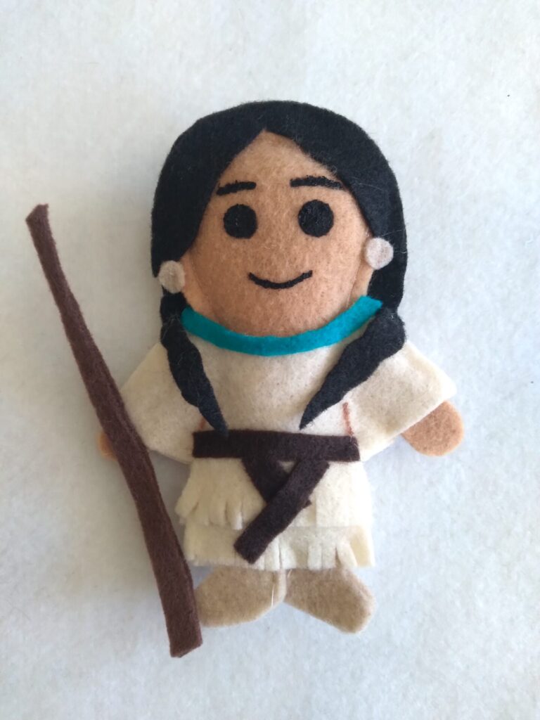 Sacagawea doll made from felt.