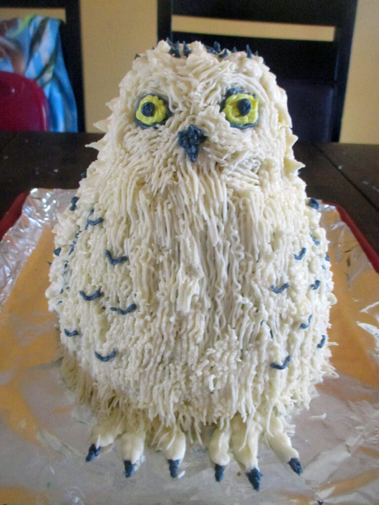 Harry Potter party cake, Hedwig the owl