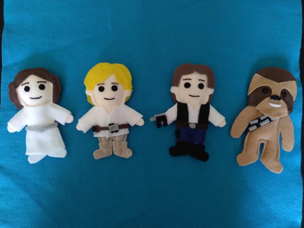 Star Wars Felt Dolls: Leia, Luke, Han, Chewbacca